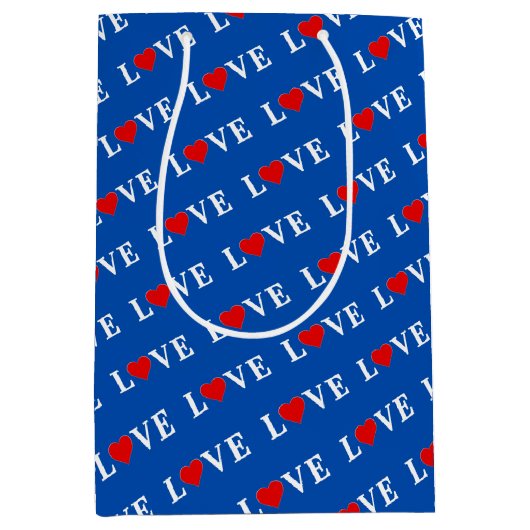 Navy Blue LOVE Medium Cadeauzakje (Voorkant)