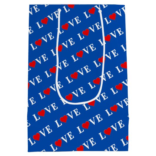 Navy Blue LOVE Medium Cadeauzakje (Achterkant)