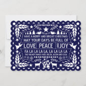Navy blue Love Peace Joy papel picado Kerstmis Feestdagenkaart (Voorkant)