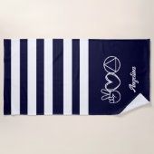Navy Blue Love Peace Serenity Recovery Custom Strandlaken (Voorkant)