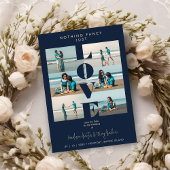 Navy Blue Love Quote Simple Elegant 6 Multi Photo Save The Date