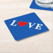 Navy Blue LOVE Retro Elegant Kartonnen Onderzetters (Schuin)