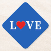Navy Blue LOVE Retro Elegant Kartonnen Onderzetters (Voorkant)