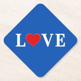 Navy Blue LOVE Retro Elegant Kartonnen Onderzetters