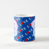 Navy Blue LOVE Retro Elegant Koffiemok (Center)