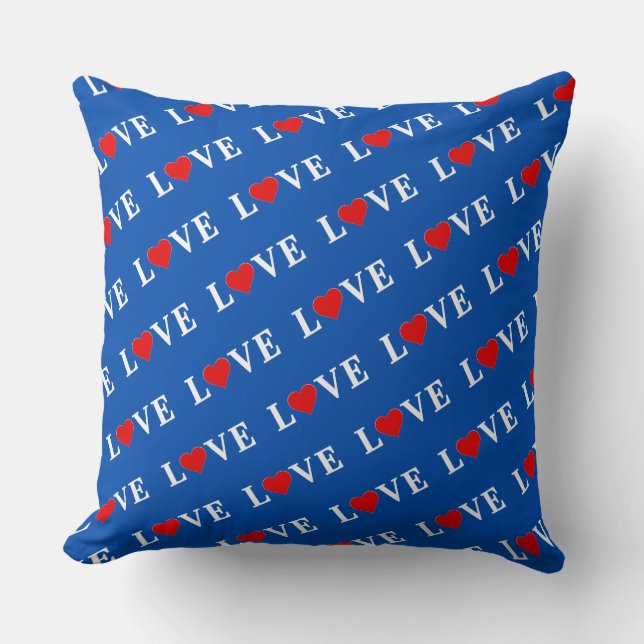 Navy Blue LOVE Retro Elegant Kussen (Voorkant)