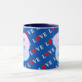 Navy Blue LOVE Retro Elegant Mok (Midden)