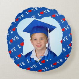 Navy Blue LOVE Retro Elegant Rond Kussen