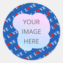 Navy Blue LOVE Retro Elegant Ronde Sticker