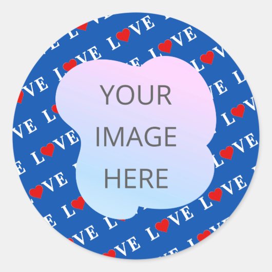 Navy Blue LOVE Retro Elegant Ronde Sticker (Voorkant)