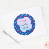 Navy Blue LOVE Retro Elegant Ronde Sticker (Envelop)