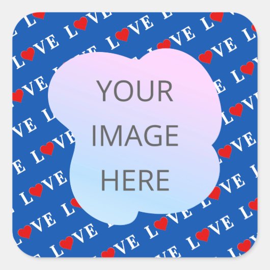 Navy Blue LOVE Retro Elegant Vierkante Sticker (Voorkant)