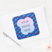 Navy Blue LOVE Retro Elegant Vierkante Sticker (Envelop)