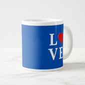 Navy Blue LOVE Retro Stylish Grote Koffiekop (Voorkant rechts)