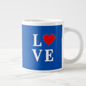 Navy Blue LOVE Retro Stylish Grote Koffiekop (Rechts)