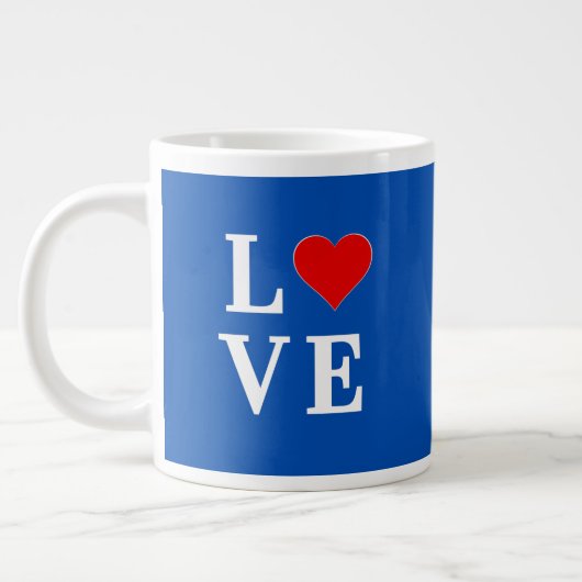 Navy Blue LOVE Retro Stylish Grote Koffiekop (Links)