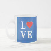 Navy Blue LOVE Retro Stylish Matglas Koffiemok (Links)
