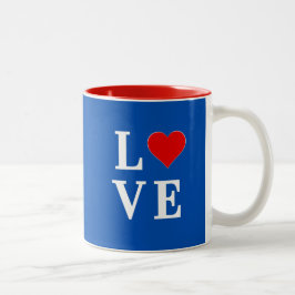 Navy Blue LOVE Retro Stylish Tweekleurige Koffiemok