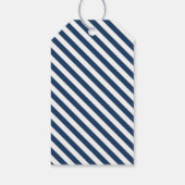 Navy Blue Love Stripes Pattern Wedding Gift Label Cadeaulabel (Achterkant)