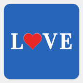 Navy Blue LOVE Vierkante Sticker (Voorkant)
