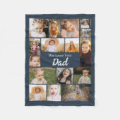 Navy Blue Love You Dad 16 foto-collage  Fleece Deken (Voorkant)