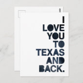 Navy Blue Love You to Texas and Back Briefkaart (Voorkant / Achterkant)