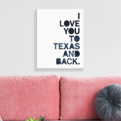 Navy Blue Love You to Texas. Canvas Afdruk (Insitu (Woonkamer))