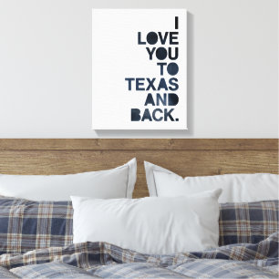 Navy Blue Love You to Texas. Canvas Afdruk