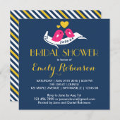 Navy Blue Lovebird Bridal Shower Kaart (Voorkant / Achterkant)