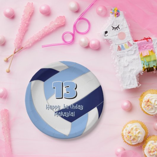 Navy Blue Lt Blue volleybal Kids verjaardagsfeestj Papieren Bordje (Feest)