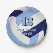 Navy Blue Lt Blue volleybal Kids verjaardagsfeestj Papieren Bordje (Voorkant)