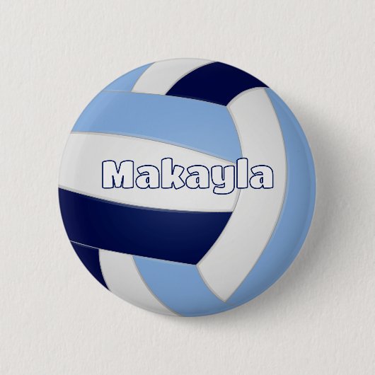 Navy Blue Lt Blue volleybal Kids verjaardagsfeestj Ronde Button 5,7 Cm (Voorkant)