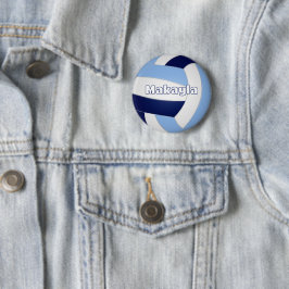 Navy Blue Lt Blue volleybal Kids verjaardagsfeestj Ronde Button 5,7 Cm