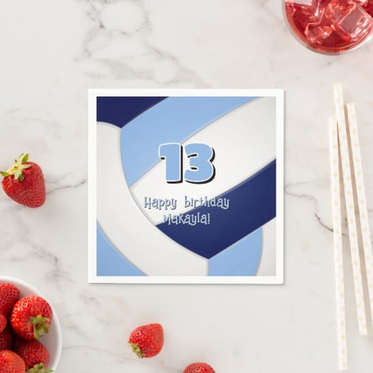 Navy Blue Lt Blue volleybal Kids verjaardagsfeestj Servet (Insitu)