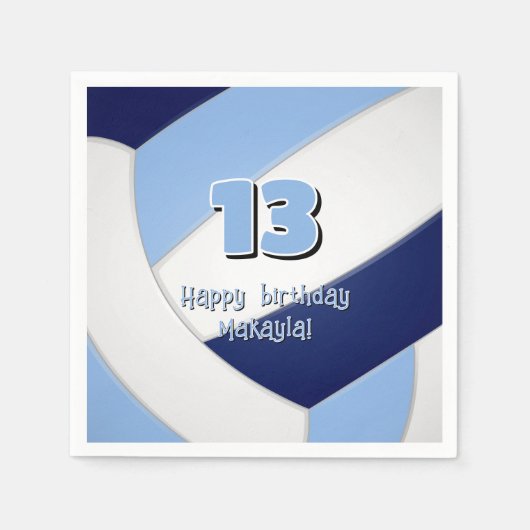 Navy Blue Lt Blue volleybal Kids verjaardagsfeestj Servet (Voorkant)