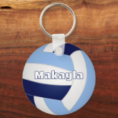 Navy Blue Lt Blue volleybal Kids verjaardagsfeestj Sleutelhanger (Voorkant)