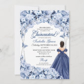 Navy Blue Lush Rozen Princess Quinceañera Kaart (Voorkant)