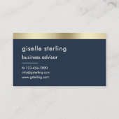 Navy Blue Luxury Faux Gold Foil Monogram  Visitekaartje (Achterkant)