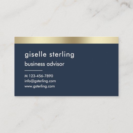 Navy Blue Luxury Faux Gold Foil Monogram  Visitekaartje (Achterkant)