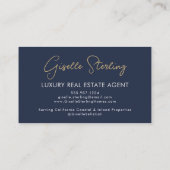 Navy Blue Luxury Real Estate Agent QR Code Photo  Visitekaartje (Achterkant)