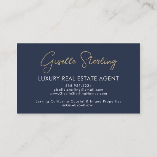 Navy Blue Luxury Real Estate Agent QR Code Photo  Visitekaartje (Achterkant)