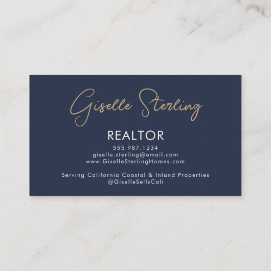 Navy Blue Luxury Realtor QR Code Photo  Visitekaartje (Achterkant)