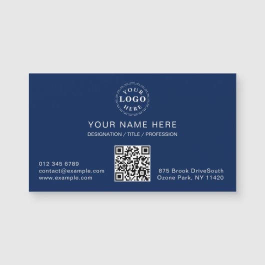 Navy Blue Magnetische Kaart met uw info (Voorkant)