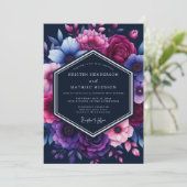 Navy Blue Magnificent Moody Wedding Kaart (Staand voorkant)