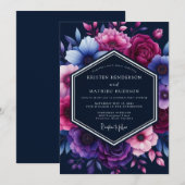 Navy Blue Magnificent Moody Wedding Kaart (Voorkant / Achterkant)