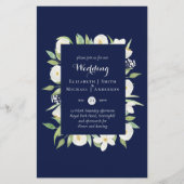 Navy Blue Magnolia Budget Wedding nodigt A9 uit (Voorkant)