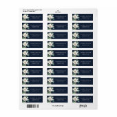 Navy Blue Magnolia Flower Return Address Labels (Full Sheet)