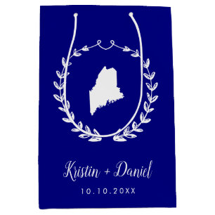 Navy Blue Maine Map Wedding Welcome Swag Medium Cadeauzakje