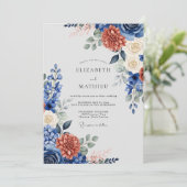 Navy Blue Majestic Autumn Wedding Kaart (Staand voorkant)