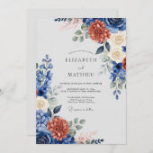 Navy Blue Majestic Autumn Wedding Kaart (Voorkant / Achterkant)
